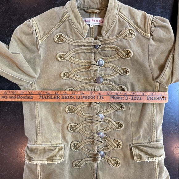 Free People Denim Seamed and Structured Military Jacket in Olive Green, Small - Picture 6 of 9